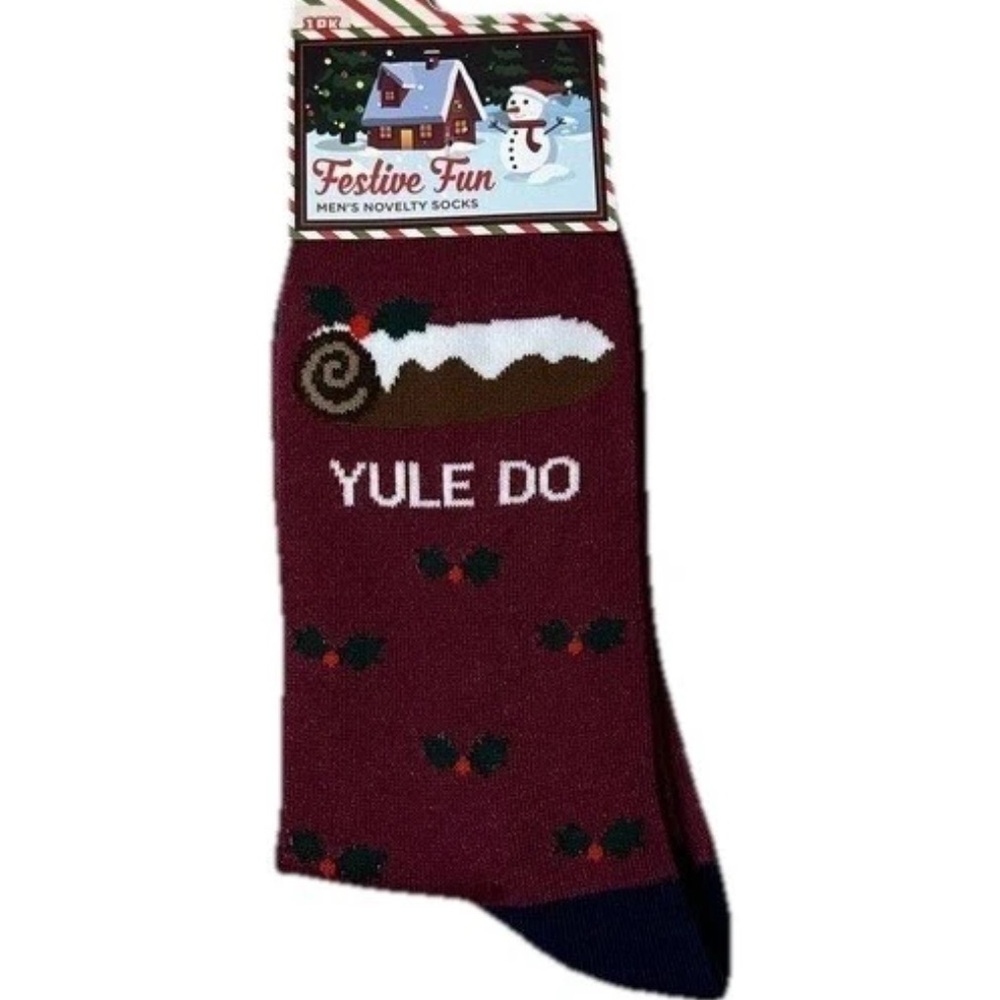 YULE DO Funny Christmas Socks NWT Holiday Unisex Gift Red